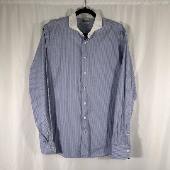 Suitsupply Other - Suitsupply Dress Shirt Men's 16.5 42 Blue Striped Egyptian Cotton Long Sleeve